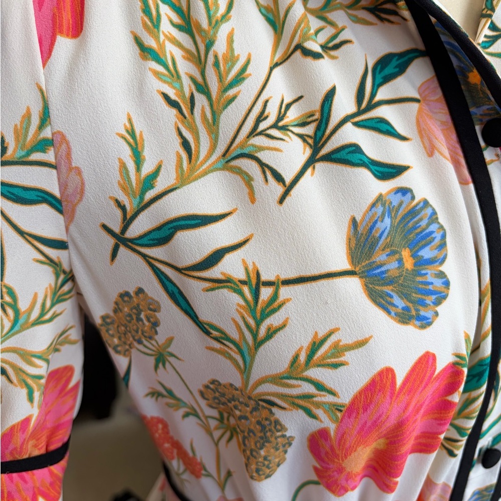 KATE SPADE- Picnic Perfect Blossom Fluid Shirtdress Spring Floral Preppy size 0 - Picture 5 of 7